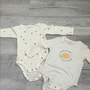 Cream and White Baby Bodysuit Set